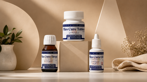 Piles Cure Course three-part homoeopathic product set by Dr Muhammad Rafique